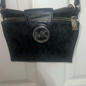 Michael Kors Black Crossbody Bag with Silver Accents